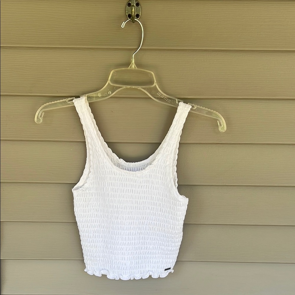 Hollister White Ribbed Crop Tank Top- Size XS